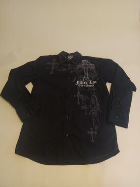 Filtered City Of Angels Ltd. Edition Men’s Black Graphic Button-Up Shirt Sz XL